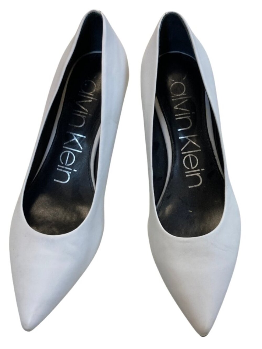 Calvin Kline Classic Pointed Toe High Heel in White 2 Inch Heel Size 8